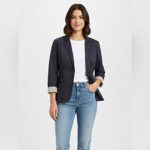 American Eagle Navy Pinstripe Preppy Business Casual Blazer Size Medium